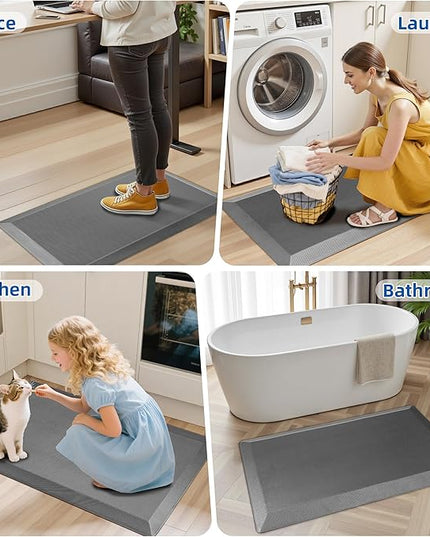Anti Fatigue Kitchen Mats for Floor, Grey 9/10 Extra Thick Cushioned Standing Desk Mat, Comfort Memory Foam Ergonomic Kitchen Rugs and Mats Non-Slip Waterproof for Office, Kitchen, Sink, 20" x 32"