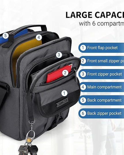 WITZMAN Crossbody Bags for Men Travel Shoulder Bag Lightweight Man Purse Small Casual Messenger Bag for Work Traveling
