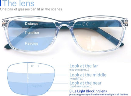 MODFANS Progressive Multifocus 2.5 Reading Glasses Blue Light Blocking Glasses,Anti-Glare,Anti-Eye Fatigue,UV Protection for Computer/TV/Tablet/Phone,Readers with Comfort Sping Hinge