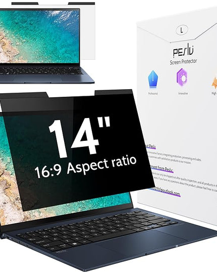 Peslv Magnetic Laptop Privacy Screen 14 inch for 16:9 Computer Monitor, 14" Removable Anti Glare Protector Blue Light Filter Shield Compatible with Lenovo Hp Dell Acer Asus Thinkpad Envy Xps