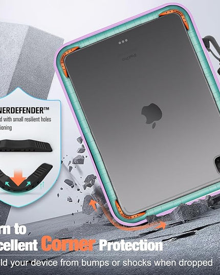 MoKo 9-11 Inch 360° Protective Tablet Sleeve Bag, Fits 11 inch iPad Air M3, iPad A16 2025, Pro 11 M5, iPad 10/9/8/7th, Tab S8/S9 11, Multifunctional Bag with Shoulder and Headphone Port, Purple