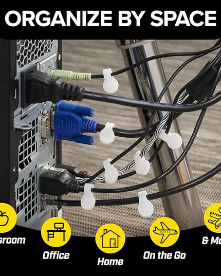 Wrap-It Storage Cable Labels, Mini, White (60 Pack) - Cord and Wire Tags for Cable Management and Organizer for Electronics, Computers and More