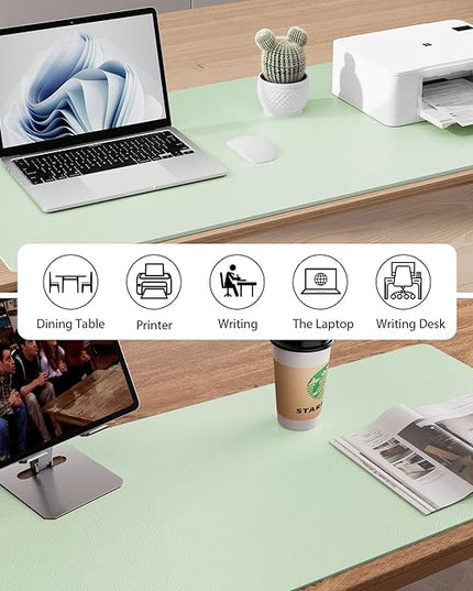 Aothia Large PU Leather Desk Pad Protector – Non-Slip Mouse Pad & Writing Mat for Office/Home, Waterproof, Easy to Clean (31.5" x 15.7", Aqua)