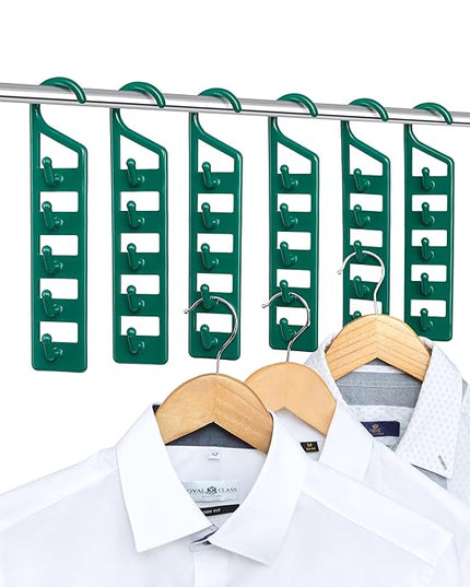 CraftyCrocodile Space Saving Hangers for Clothes - 6 in Pack, Heavy Duty Plastic, Multi Closet Space Savers for Shirts, Pants, Jeans, Sweaters - Hanger Organizer Space Saver