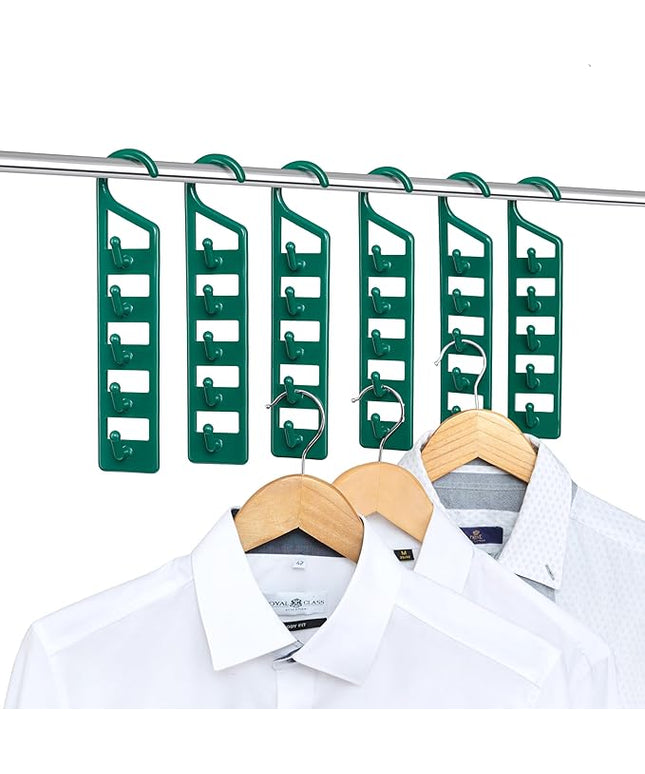 CraftyCrocodile Space Saving Hangers for Clothes - 6 in Pack, Heavy Duty Plastic, Multi Closet Space Savers for Shirts, Pants, Jeans, Sweaters - Hanger Organizer Space Saver