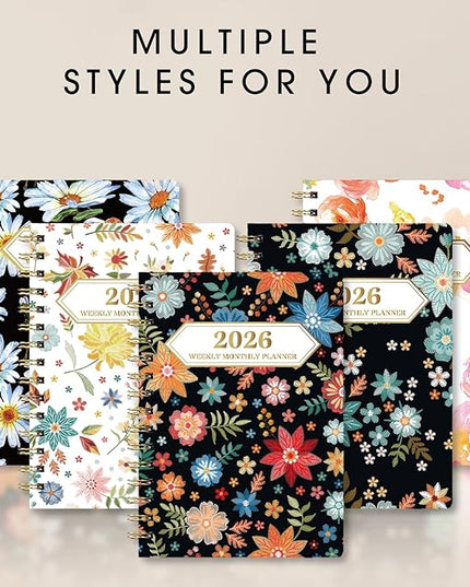 Ymumuda 2026 Planner, Daily Weekly and Monthly Planner，Jan 2026 - Dec 2026, 8.4" x 6.3", 2026 Calendar Planner Book with Tabs, Spiral Notebook with Inner Pocket for Office Home School Supplies
