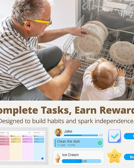Dragon Touch 15.6" Digital Calendar Chore Chart – 1080P Full HD Interactive Touchscreen, Smart Family Planner, Hearth Display Digital Calendar Wall & Desk Mountable for Seamless Scheduling