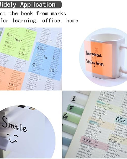 800Pcs Transparent Sticky Notes, 3"x3" Clear Sticky Notes, Waterproof Translucent Sticky Note Pads for Books Annotation, Clear Post it Notes for Bible Study, School, Office