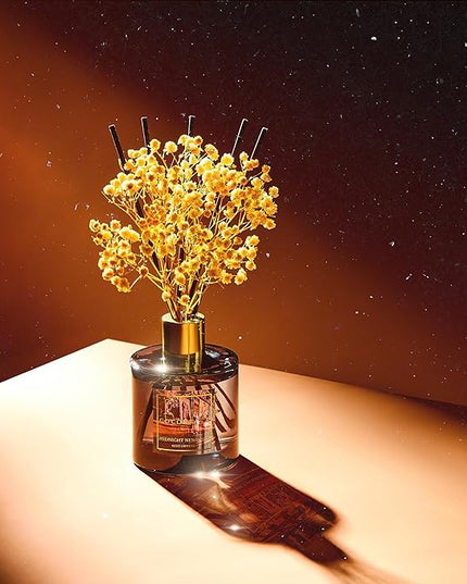 COCORRÍNA Reed Diffuser - Midnight New York 6.7 Fl.oz Reed Diffuser Set with 8 Sticks & Preserved Baby's Breath, Reed Diffuser for Home Bathroom Shelf Decor