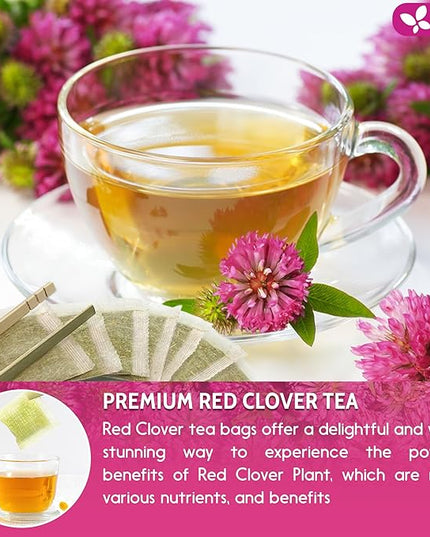FreshDrinkUS, Premium Red Clover Herbal Tea– 75 Tea Bags – Pure – Naturally Smooth & Mild Flavor – Premium Quality, Eco-Conscious Packaging. Caffeine-Free. Gluten Free. Vegan