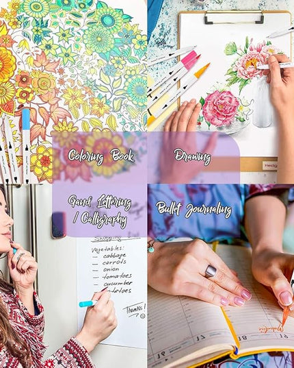 Soucolor Halloween Christmas Gifts for Teen Girls Trendy Stuff, Preppy Stuff for Teen Girls, 24 Colors Dual Tip Brush Markers Pens for Kids Planner Lettering Calligraphy Drawing Preppy School Stuff
