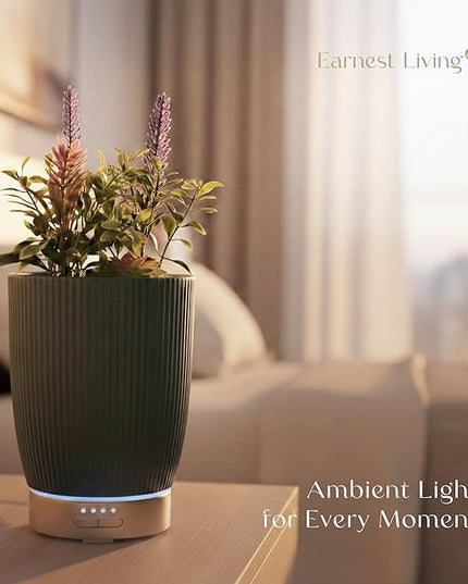 Earnest Living Essential Oil Diffuser Ceramic Artificial Succulent Plants Potted Diffuser 100 ml for Lavender Essential Oils Timers Night Lights and Auto Off Humidifier Aromatherapy Diffusers for Gift