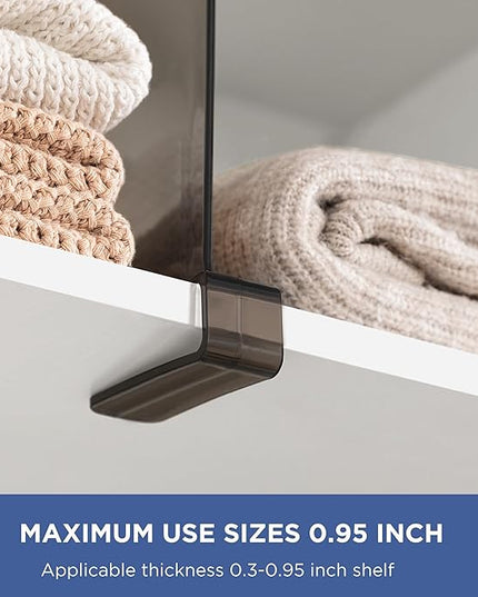 HBlife 6 Pack Grey Shelf Dividers, Vertical Purse Organizer for Closet Perfect for Sweater, Shirts, Handbags in Bedroom and Kitchen, Adjustable Acrylic Bookshelf for Organization