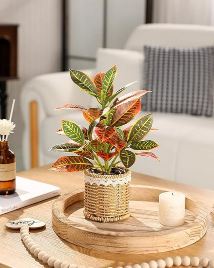 Nubry Fake Plants Artificial Potted Plants with Weaved Pot for Shelf & Table Desk | Perfect for Home Office Bathroom Farmhouse Room Coffee Table Decor 10‘’
