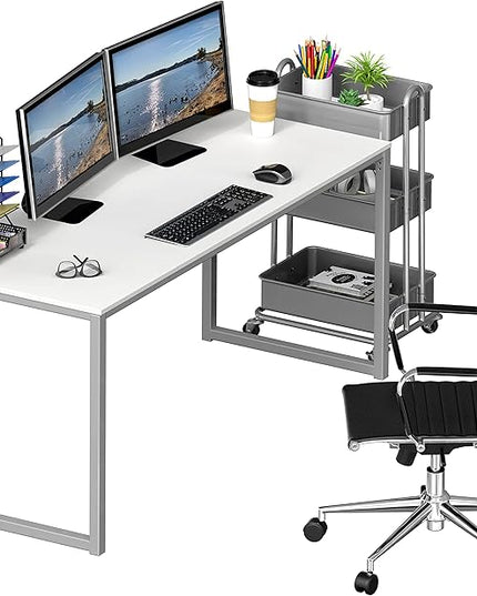 SHW Mission 55-Inch Home Office Computer Desk, White