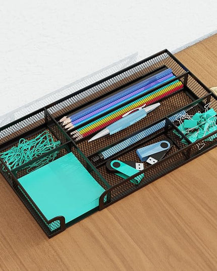 Desk Drawer Organizer, Metal Mesh Dividers Organizer (Blak-2P, Small)