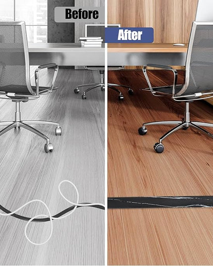 Floor Cord Cover Self Adhesive Cord Hider,3.3FT Cable Management, Extension Strip Protector for Wires, Prevent Cable Trips for Offices, Gyms, Exhibitions Cavity:0.47"(W) x 0.35"(H) Black Stone