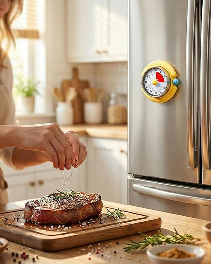 Visual Timer, Cute Magnetic Mechanical Kitchen Timer for Cooking, No Batteries Required, 60-Minute Countdown Clock for Study, Classroom, Baking, Yoga, Pomodoro - Loud Alarm