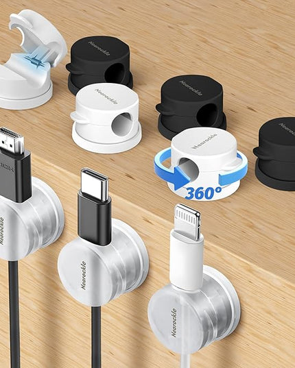 9 Pack Spring Cord Organizer Cable Clips [Locking Cable Rotatable], 2025 Latest Nearockle Phone Charging Cord Holder Cable Management for Car, Nightstand, Office Desk Accessories (Multi)