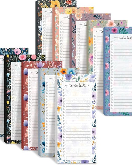 Censen 10 Pack 500 Sheets To Do List Notes Daily Checklist Notepads with 50 Sheets Each Undated Color Memo Pad Block Shopping List Pad Weekly Plan Notepad Organizer Planners(Flower Color,Lined)