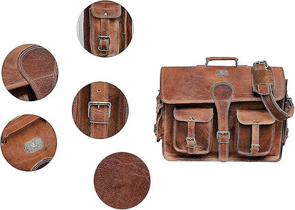 Cuero DHK 16 Inch Vintage Handmade Leather Messenger Bag Laptop Briefcase Computer Satchel Bag for Men & Women (16 Inch Medium)