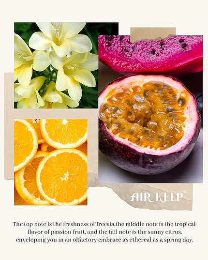 Airkeep Flower Reed Diffusers Set, 5.07 oz Freesia/Passion Fruit/Orange Scented Oil Diffuser with 8 Reed Sticks, Home Fragrance Diffuser Gift Set for Bathroom & Office Decor 150ml
