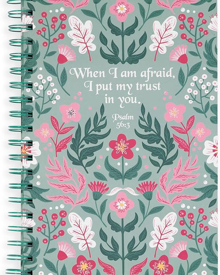 Steel Mill & Co Cute Floral Spiral Notebook Journal for Notes, 10.5" x 7.5" Sermon Notes and Church Notes Journal for Women with Durable Hardcover and 60 Lined Pages with Prompts (Put My Trust in You)