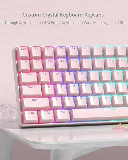 Womier Keyboard Keycaps - Jelly Keycaps Pink 60 75 100 Percent, Crystal Shine Through Custom Cute Key caps Set, 118 Keys OEM Profile for 61/68/84/87/98/100 Cherry Gateron MX Mechanical (Backlit Pink)