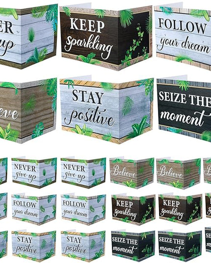 Honoson 24 Pcs Bulk Inspirational Privacy Folders for Students Cardboard Test Privacy Boards Motivational Words Desk Dividers Shield for Classroom School Study Supplies, 6 Styles(Leaves)