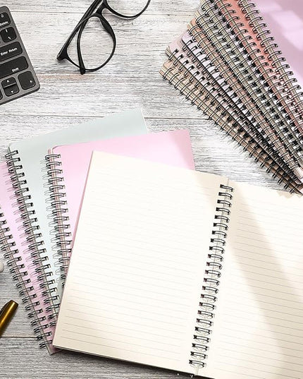 Fuutreo 12 Pcs Spiral Notebook for Work A5 8.3 x 5.7 Inch College Ruled Spiral Journal Notebook Kraft Cover Ruled Paper, 12 Color, 60 Sheets, 120 Pages for Office School(Macaron Color)