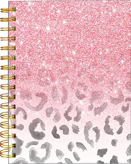 iampanda Spiral Journal Notebook,Strong Twin-Wire Binding with Premium Paper for Girl Women,Modern Girly Design 60 Sheets A5 College Ruled Notebook/Journal,Perfect for School Office Home Gifts,Pink