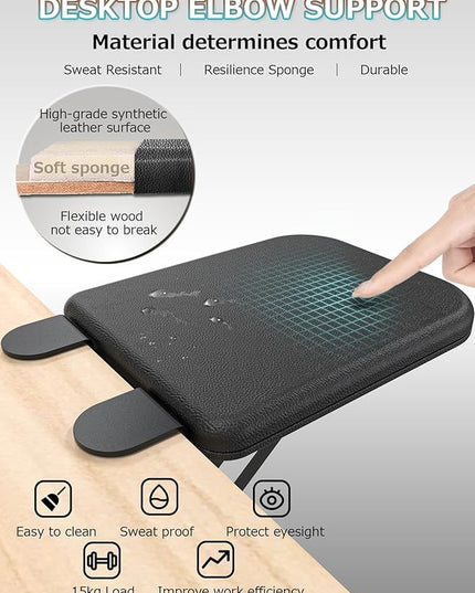NODOCA Arm Rest for Desk, Ergonomics Wrist Rest, Desk Extender, Soft Sponge Built-in, Comfortable Arm Support for Desk, Foldable Elbow Rest for Desk, Home, Office(1pcs)