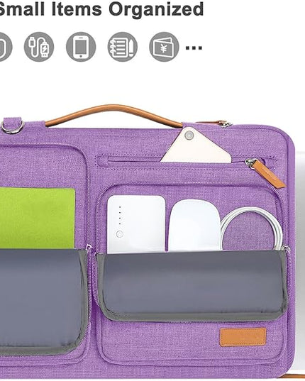MOSISO 360 Protective Laptop Shoulder Bag,13-13.3 inch Computer Bag Compatible with MacBook, HP, Dell, Lenovo, Asus Notebook,Side Open Messenger Bag with 4 Zipper Pockets&Handle, Lilac