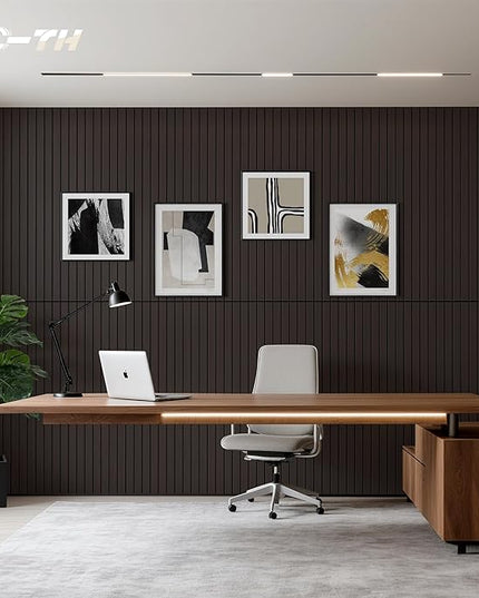TO-TH Wood-Look Sound Panels, 4 Pack 47.2” x 23.6” Soundproof Wall Panels, Decorative Acoustic Panels,Wood Panels for Wall for Home, Office, Basement, Ebony