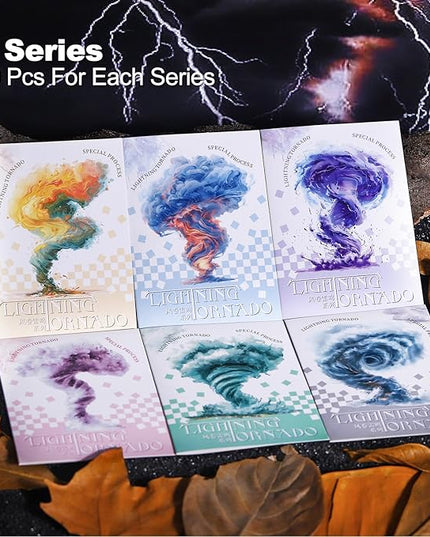 AuriicLeaf Lightning Tornado PET Sticker Set, 60Pcs Large Holographic Stickers for Scrapbooking, Journaling, Junk Journal Supplies, and DIY Crafts