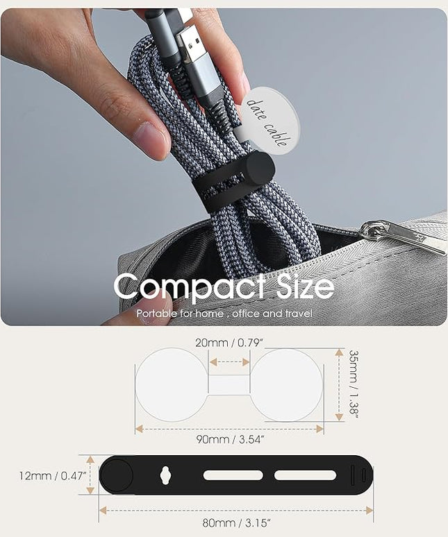 32Pcs Nearockle Cable Labels and Silicone Cable Ties Value Cable Management Set, 20 Cable Ties+12 Cord Labels for Electronics, Travel Home Office Desk Wire Organization(Black&White)
