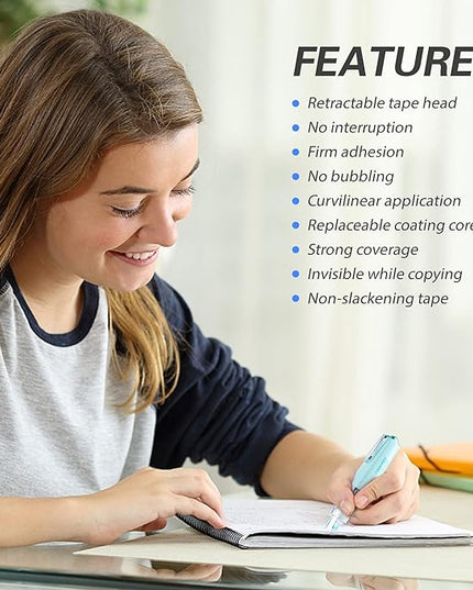 BITOSEE Refillable Retractable White Correction Tape, Mini Small Japan Aesthetic Cute Correction Tape Pen, with Easy to Refill Pen Applicator,for Kawaii School Office Supplies