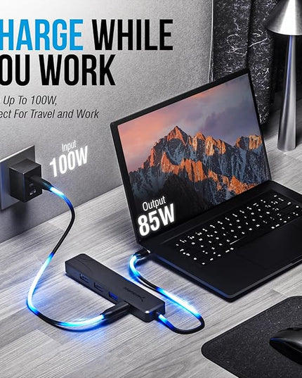 SABRENT USB C Hub, USB C to HDMI 4K@60Hz, Type C Hub Multiport Adapter, 100W Power Delivery, Compatible with MacBook, Laptop (HB-TC5P)