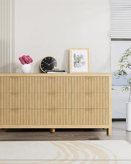 NRITOBY Modern 9 Drawer Wooden Storage Cabinet, Large Floor-Standing Storage Drawer Cabinet, Multifunctional Storage Cabinet for Office and Entryway