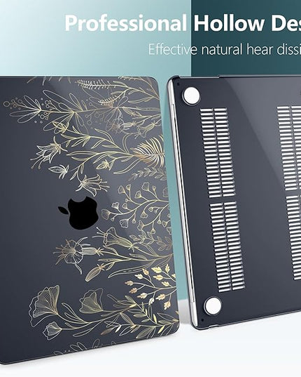 DONGKE for M4 MacBook Air 13.6 Inch Case 2025 2024 2023 2022 Model A3240 A3113 A2681 M3 M2 Chip, Plastic Hard Shell Case Cover with Touch ID for MacBook Air 13 Inch M4 - Floral Blooming
