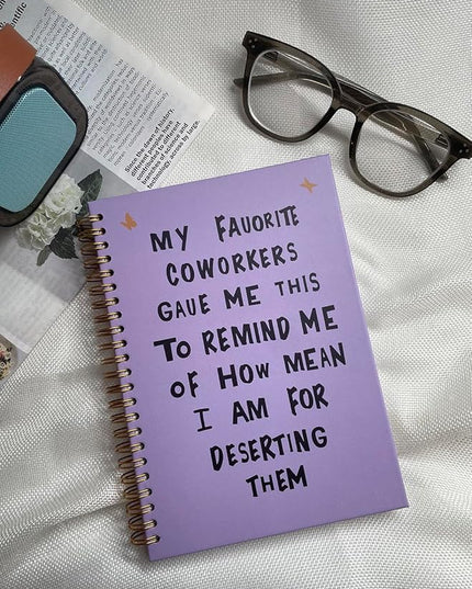 NeatNiche Spiral Notebooks For Work- Hardcover Gold coil-bound Journal Dairy For Women, 5.8"x8.3",Funny Going Away Gifts For Coworkers,Sarcastic Farewell Gifts,Coworker Leaving Gift,New Job Or Birthday Gift (Purple)