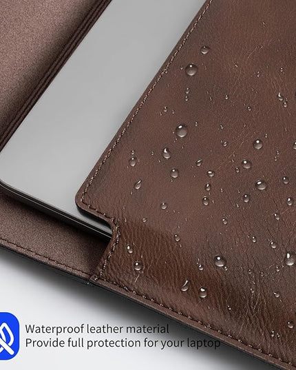 14 inch Genuine Leather Laptop Sleeve for MacBook Pro 14 Inch M5 2025 M4 M3 M2 M1 Pro/Max Case,Premium Protective Case Cover with Magnetic Closure - Vintage Dark Brown