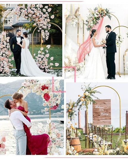 Metal Arch Backdrop Stand, 7.2FT+6FT Wedding Arch Backdrop Stand, Set of 2 Gold Backdrop Arch Stand, Wedding Arch Frame for Wedding Ceremony Birthday Party Baby Shower Graduation Ceremony Decoration