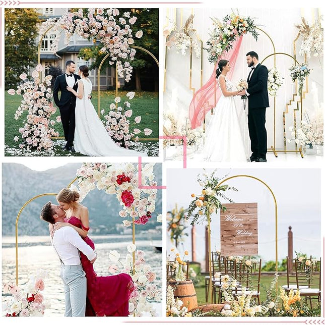 Metal Arch Backdrop Stand, 7.2FT+6FT Wedding Arch Backdrop Stand, Set of 2 Gold Backdrop Arch Stand, Wedding Arch Frame for Wedding Ceremony Birthday Party Baby Shower Graduation Ceremony Decoration