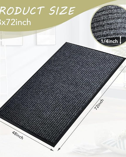 Front Door Mat,4'x6'Indoor Outdoor Door Mat,Heavy Duty Durable Welcome,Commercial Floor Mats Inside Outside Entrance, Waterproof All-Season, All-Weather Non Slip Backing Doormat for Entryway,Black