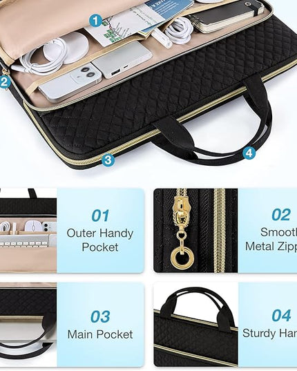 BAGSMART Laptop Sleeve for 15-inch MacBook Air/Pro, Laptop Carrying Case Compatible with 15.6 inch HP,Dell,Acer Aspire,Asus Notebook, Protective Case with Pocket and Handle, Black