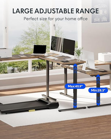 FLEXISPOT L Shaped Standing Desk, 63 x 55 Inch Electric Height Adjustable Corner Desk, Sit Stand Computer Workstation, Preset Controller, Home Office, Black Frame with Rustic Brown Top