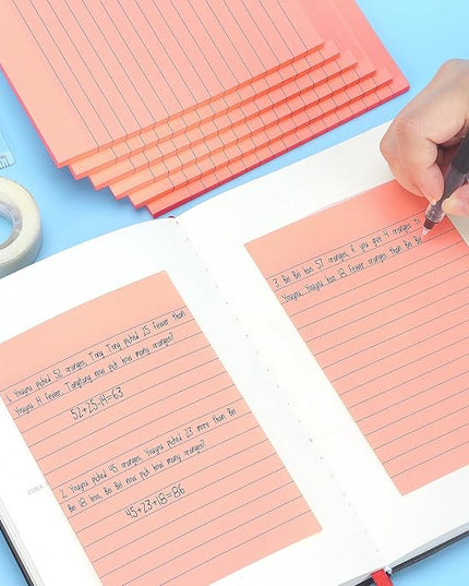 Early Buy 6 Pads Lined Sticky Notes with Lines 4x6 Self-Stick Notes Bright Color Sticky Notes, 45 Sheets/Pad (Pink)