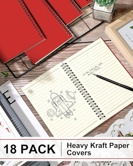 Yahenda Spiral Notebook Bulk A5 Journal Lined 8.3'' x 5.5'' Writing Composition Paper Small Notepad Subject Notebook for Students Office Business Back to School Supplies(Red,18 Pcs)