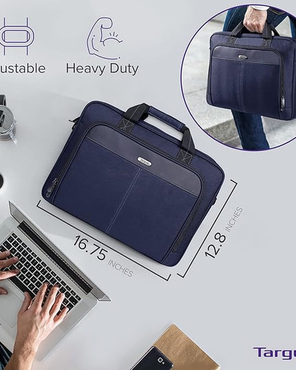 Targus Classic Slim Laptop Bag - Ergonomic Briefcase and Messenger Bag - Spacious Foam Padded for Laptops and Under